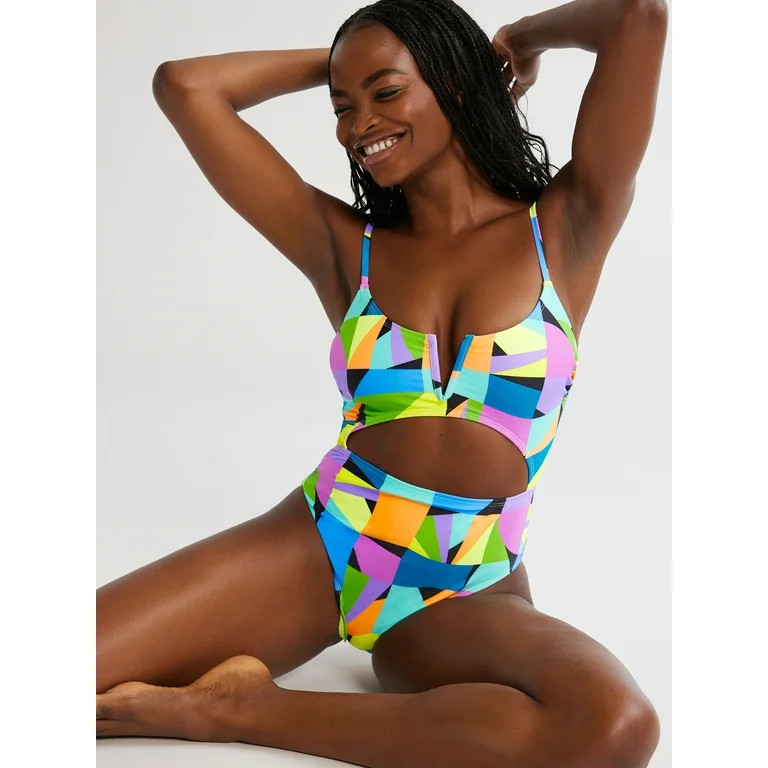 No Boundaries Women's and Women's Plus Cutout One Piece Swimsuit, Sizes XXS-XXL | Walmart (US)