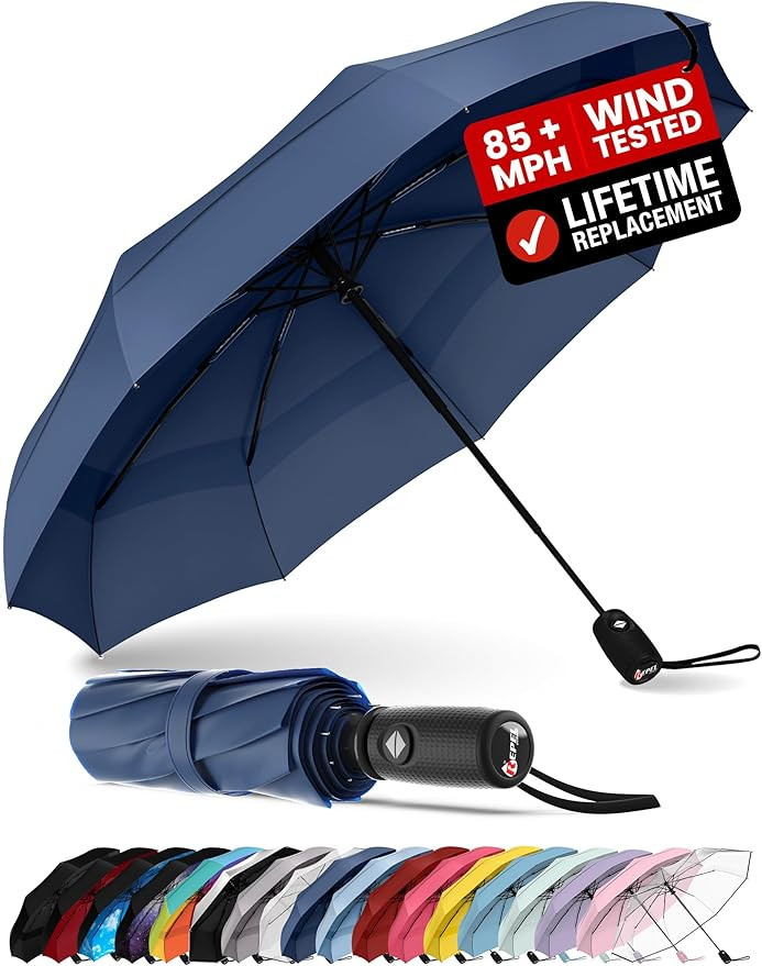 REPEL Windproof Travel Umbrella - Compact & Withstands Winds up to 85MPH , Strongest Premium Auto... | Amazon (US)