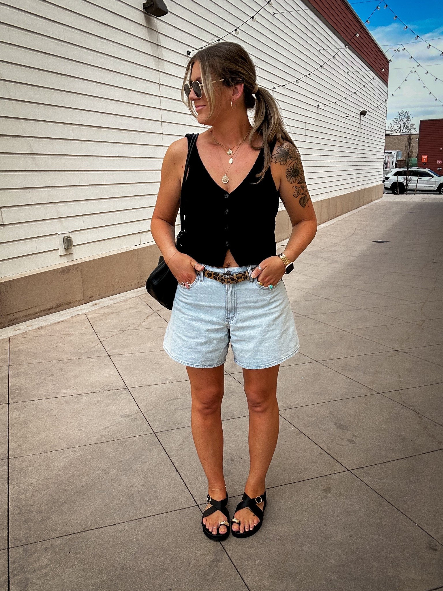 Medium tank, 10/30 curve love shorts (normally a standard fit) 11 sandals 

#LTKMidsize #LTKOver40