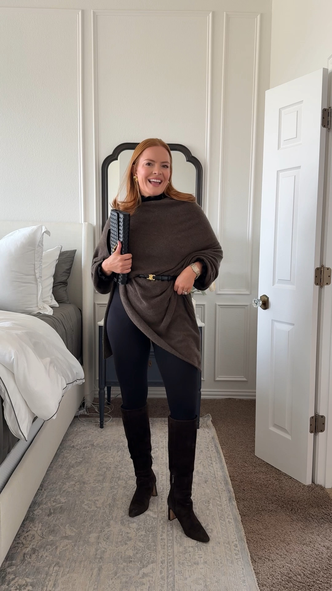 GRWM for the tarte 10 year birthday party🎂 I wanted to be comfy so I wore leggings with a simple black long sleeve and then a poncho over the top! To make it more polished, added a belt and boots!

#LTKmomlife #LTKootd #LTKgrwm