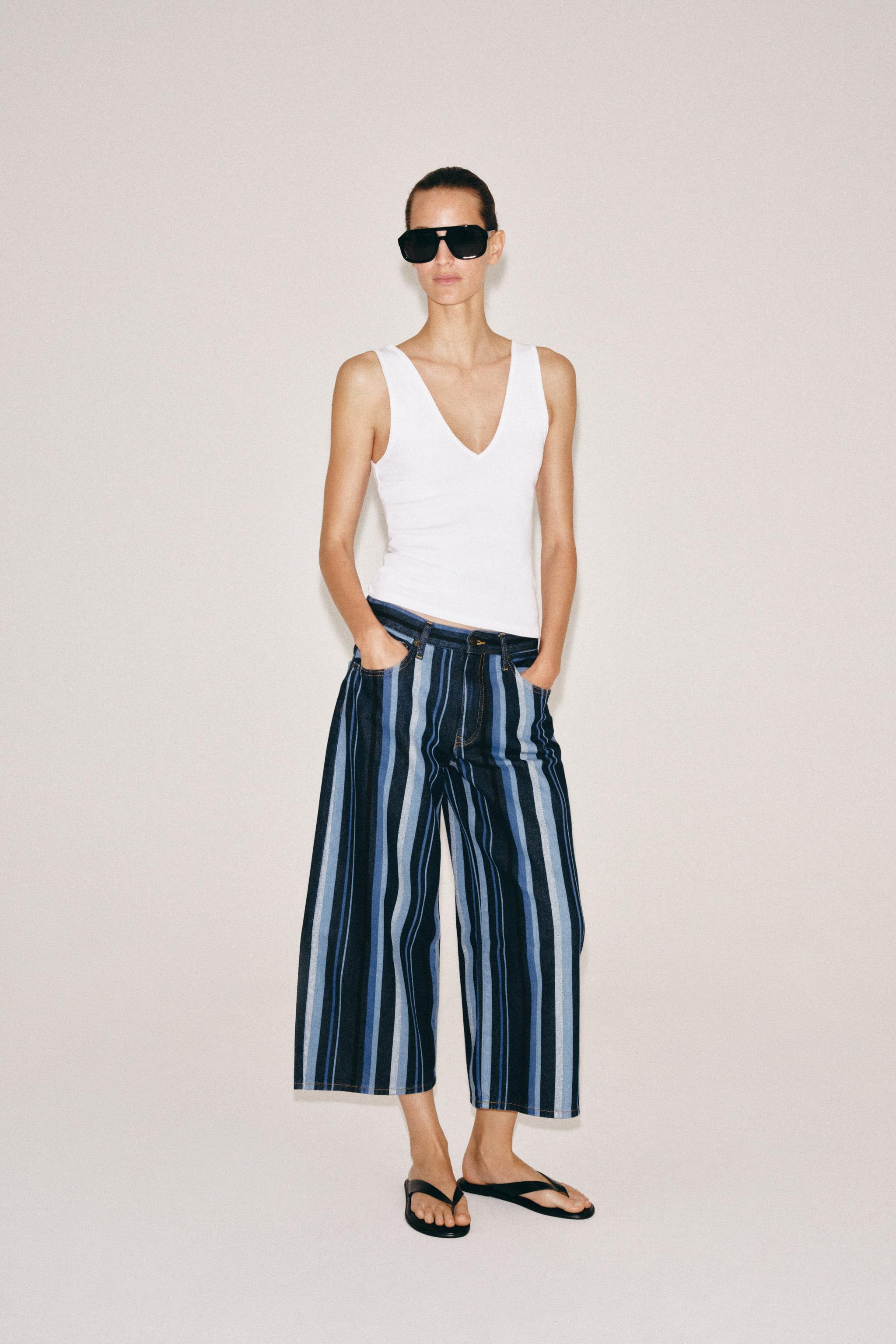 ZW COLLECTION MID-WAIST STRIPED CULOTTES | Zara NL