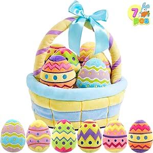 JOYIN 7 Pcs Basket for Easter Baby plushies playset Stuffers Toys for Party Favors, Plush for Tod... | Amazon (US)