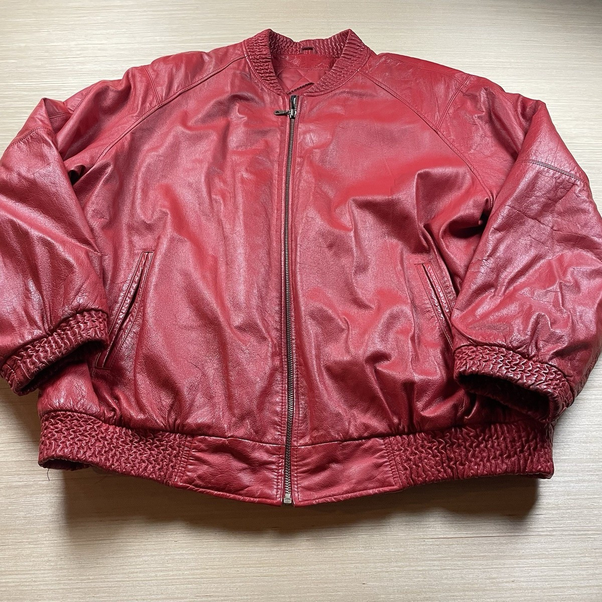 Vintage Red Leather Bomber Jacket 90s Hip Hop Aviator 4XL Leeman Men’s Quilted | eBay | eBay US