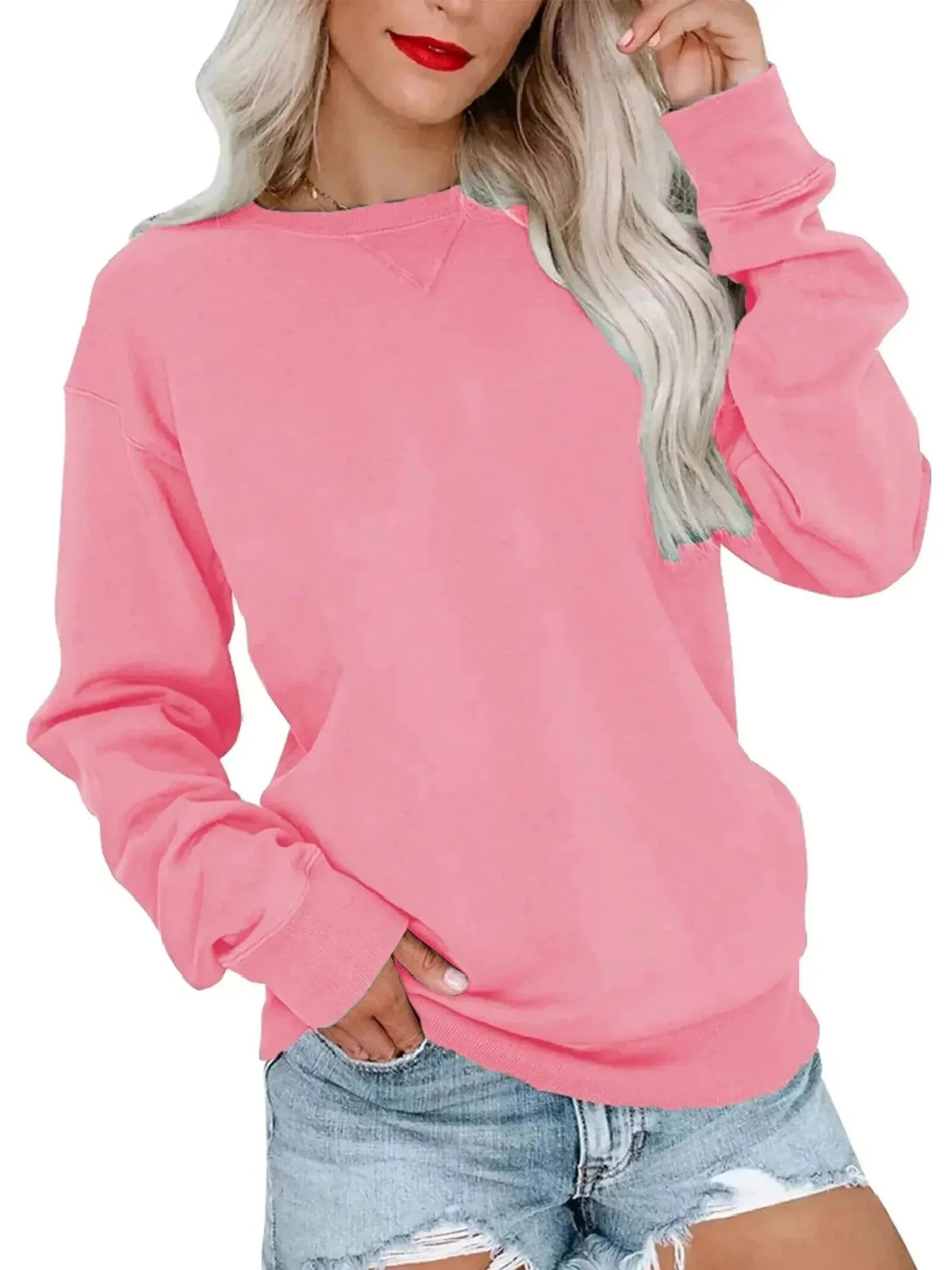 MOSHU Casual Womens Sweatshirts Long Sleeve Crewneck Tops Oversized Pullover Shirts for Women | Walmart (US)