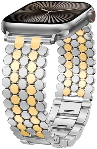 Minyee Compatible with Apple Watch Band Women 41/40/38/44/45/46/49/42mm, Dressy Honeycomb Pretty ... | Amazon (US)