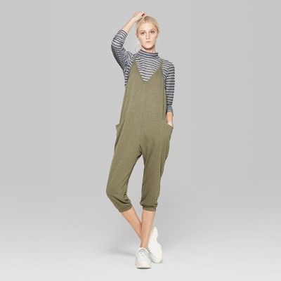 Women's Strappy V-Neck Cropped Knit Jumpsuit - Wild Fable™ Olive | Target