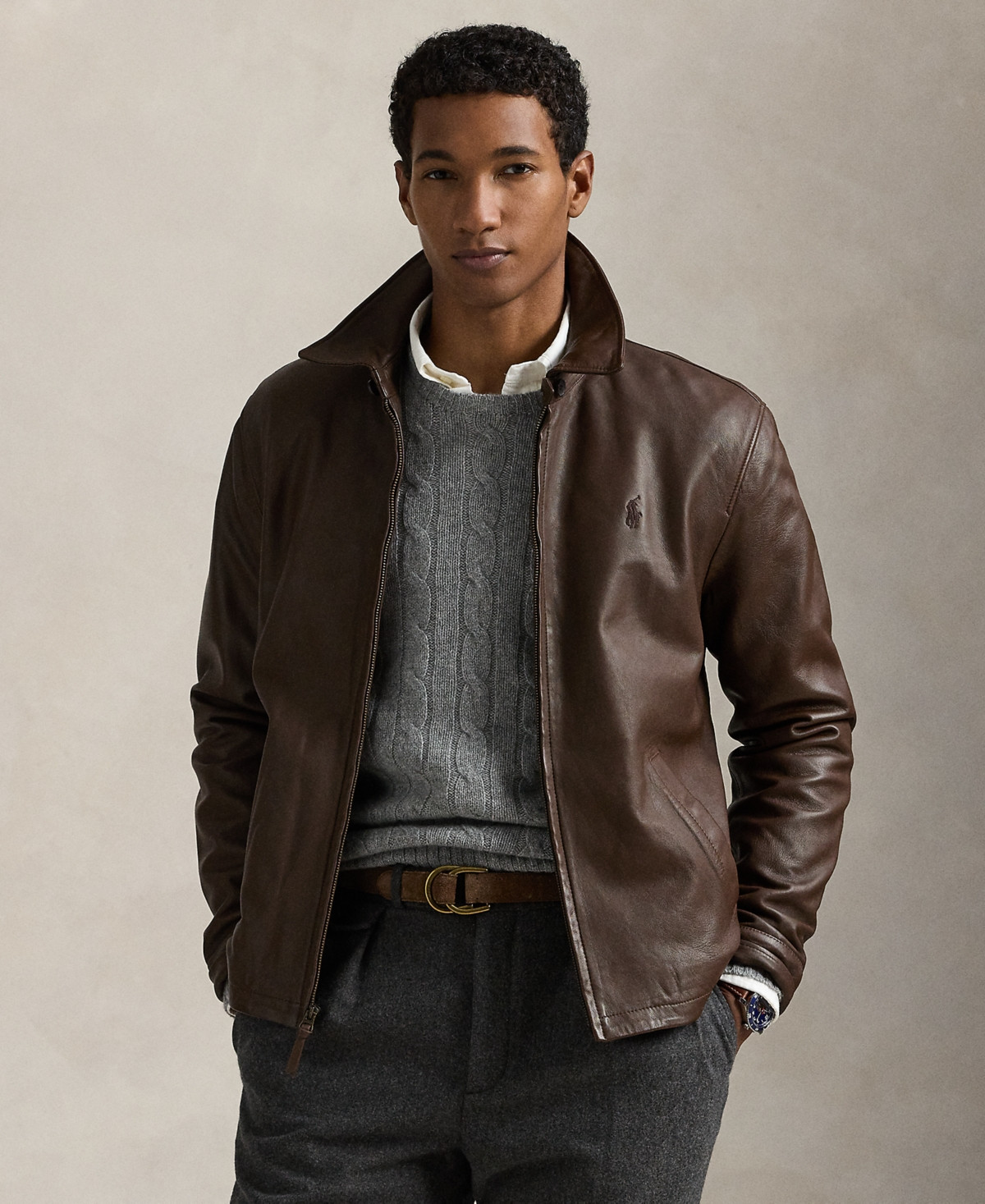 Polo Ralph Lauren Men's Leather Jacket - Bison Brown | Macy's