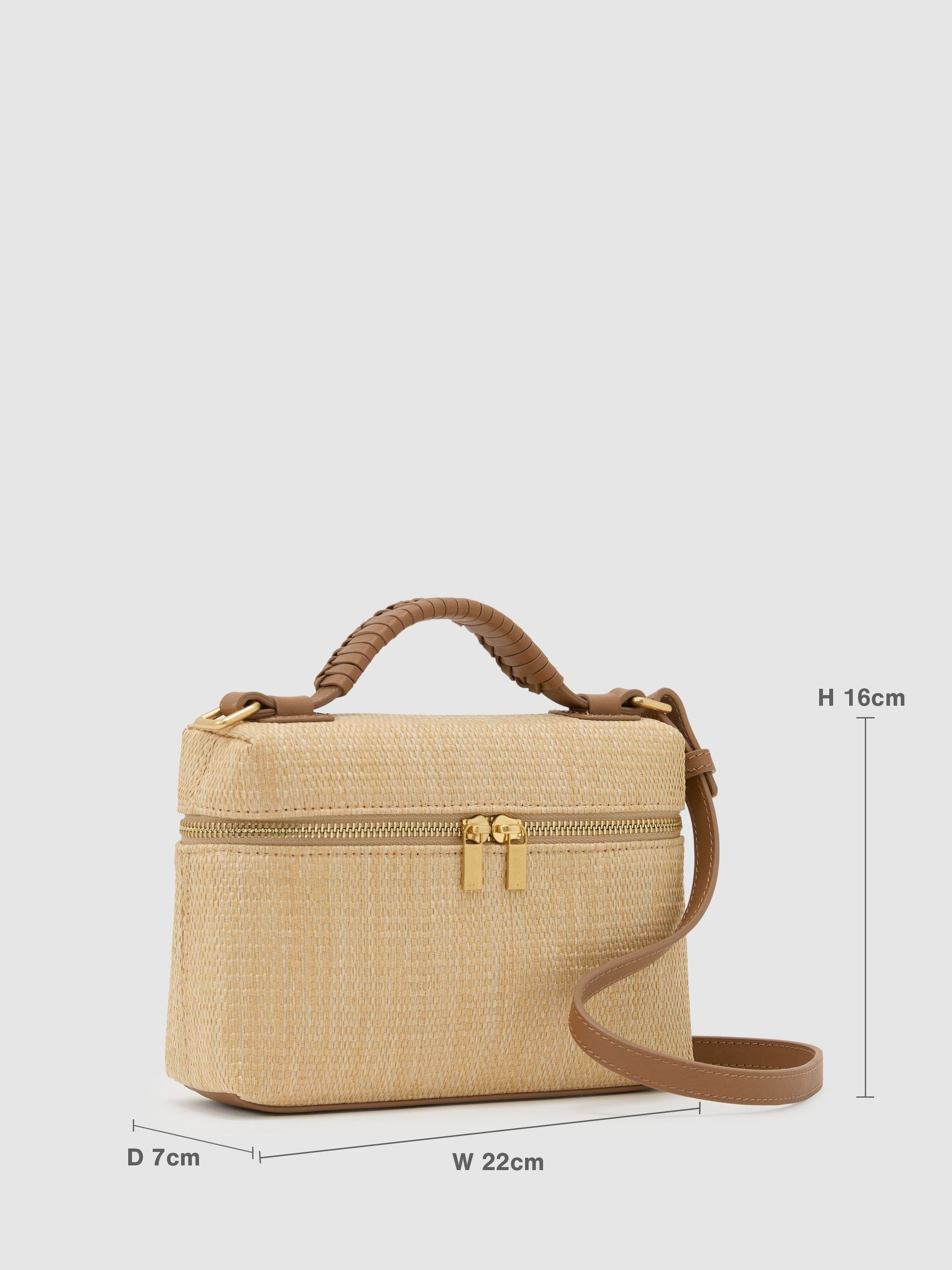 Reiss Raffia-Effect Vanity Crossbody Bag in Natural - REISS | Reiss UK