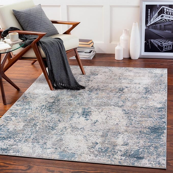 Mark&Day Area Rugs, 12x15 Agra Modern Navy Blue Area Rug, Grey/Blue/Beige Carpet for Living Room,... | Amazon (US)