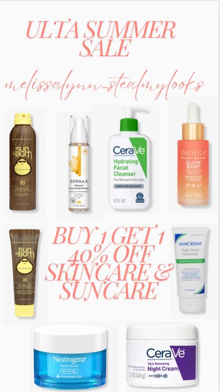 Buy 1 get 1 40% off! 
Ulta summer beauty sale 

Skincare 
Face
CeraVe
Sunscreen 
Beauty 
Beauty sale 
Face cleanser 
Ulta sale 

#LTKSaleAlert #LTKFindsUnder50 #LTKBeauty