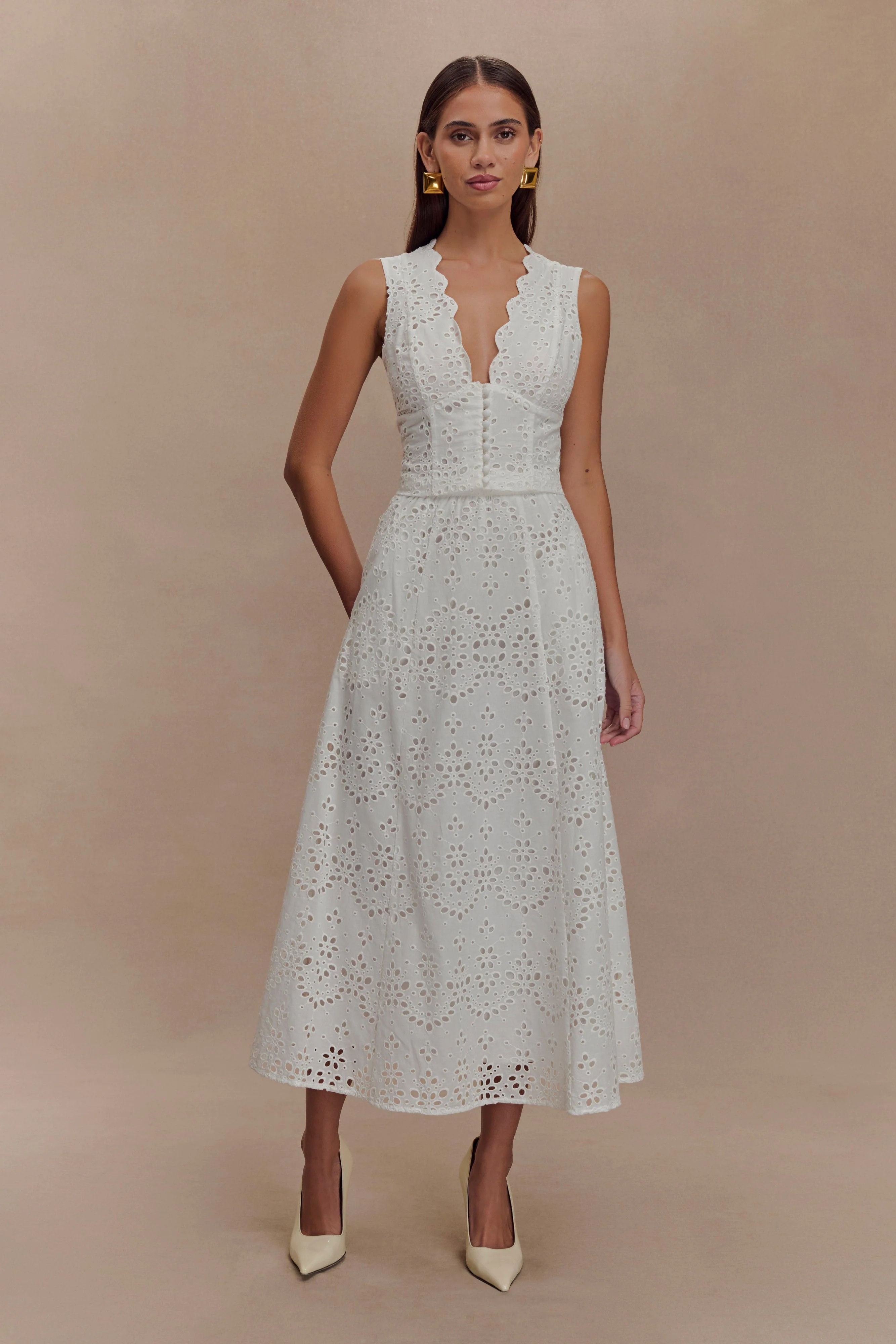 Marisol Marisol Off Shoulder Boucle Maxi Dress - Ivory | MESHKI US