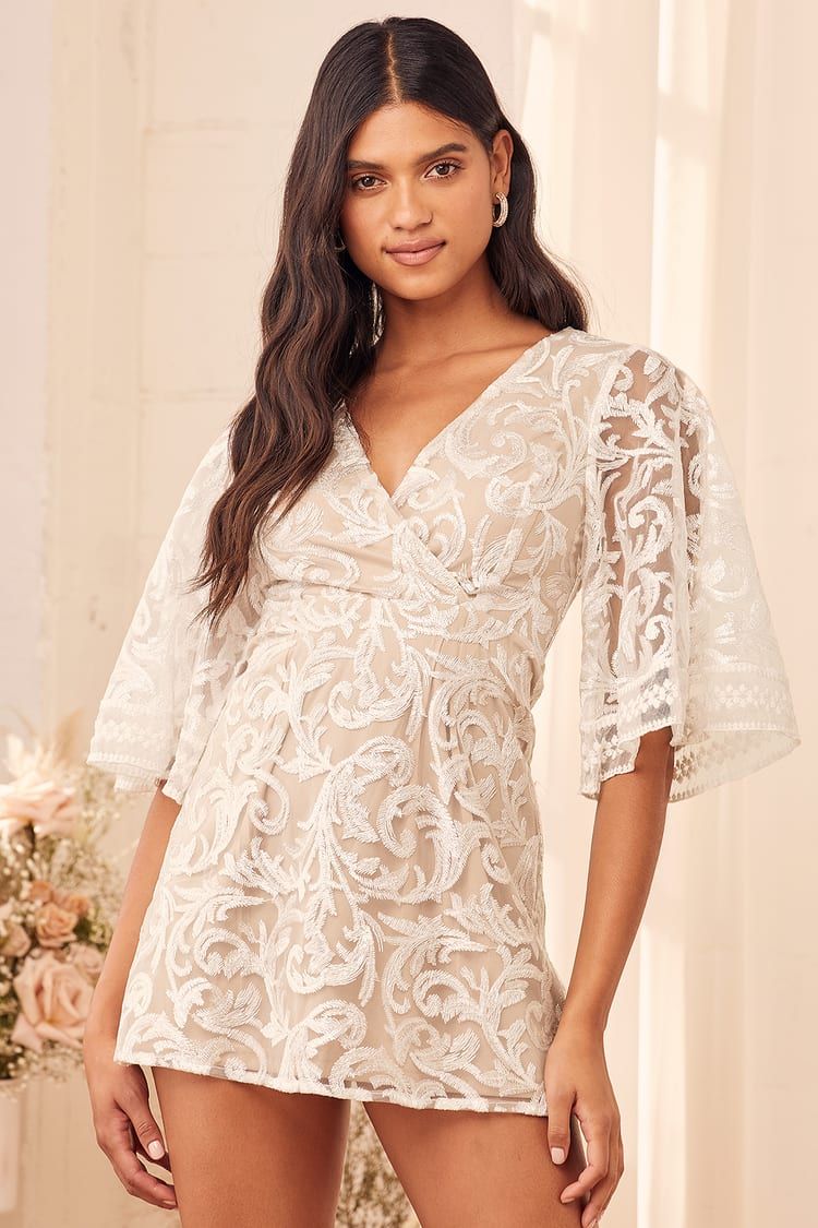 Celebration Hour White Sequin Embroidered Mini Dress | Lulus (US)