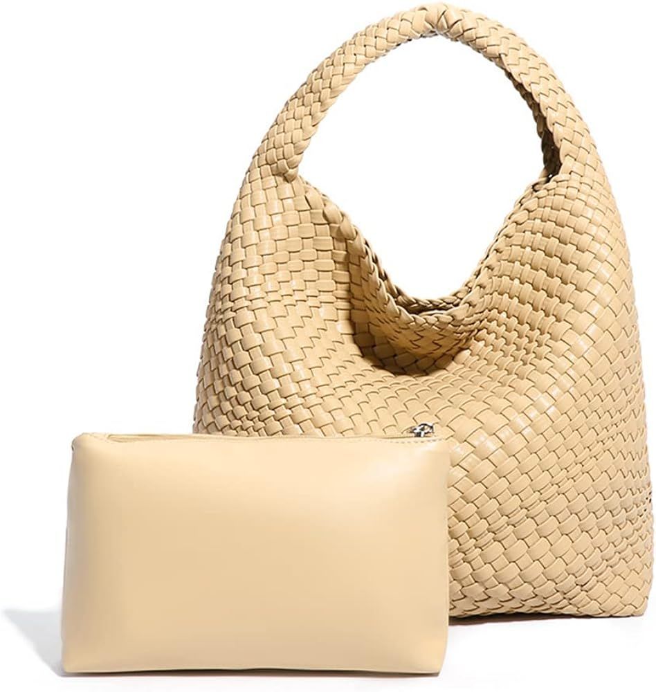 Leather Weave Purses For Women Fashion Shoulder Hobo Bags Woven Tote Handbag Top Handle Bucket Ba... | Amazon (US)