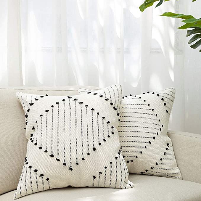 blue page Boho Throw Pillow Covers Black White Pillow Covers 20x20 Set of 2 Modern Farmhouse Deco... | Amazon (US)