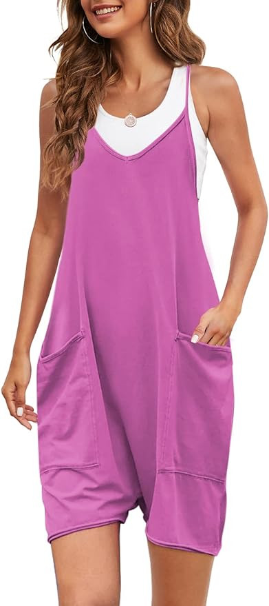 Nirovien Womens Oversized Sleeveless Jumpsuits Spaghetti Strap Loose Overalls with Pocket One Pie... | Amazon (US)