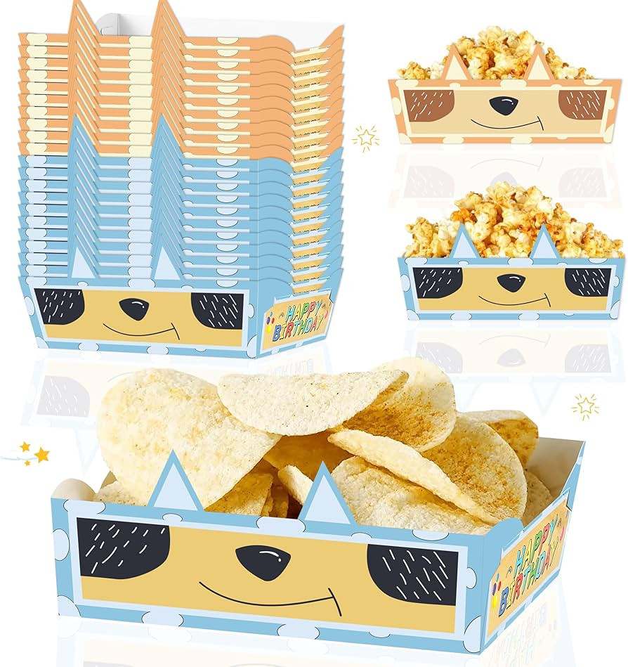 Cartoon Blue Dog Disposable Paper Food Trays 24pcs - Family Birthday Decorations, Nacho Trays for... | Amazon (US)
