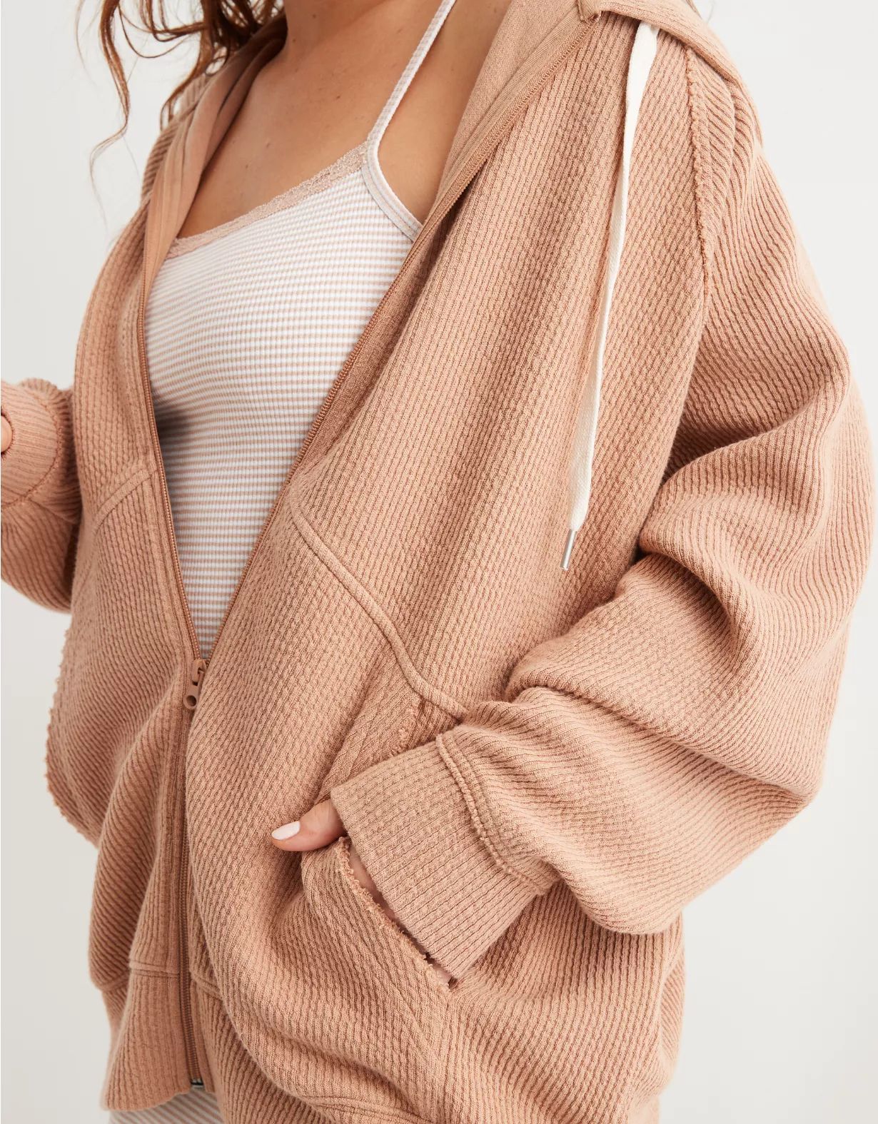 Aerie Wonder Full Zip Textured Hoodie | Aerie