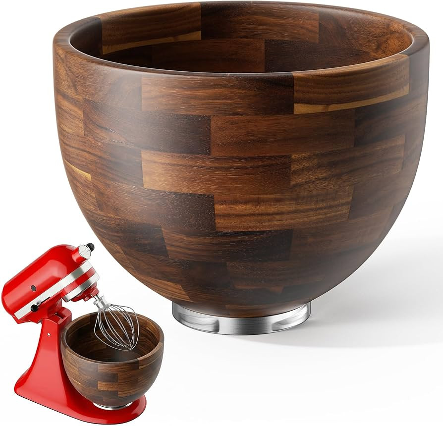 KitchenAid 5 QT Solid Acacia Wood Mixing Bowl for 4.5 & 5 Quart Tilt-Head Stand Mixers with Locki... | Amazon (US)