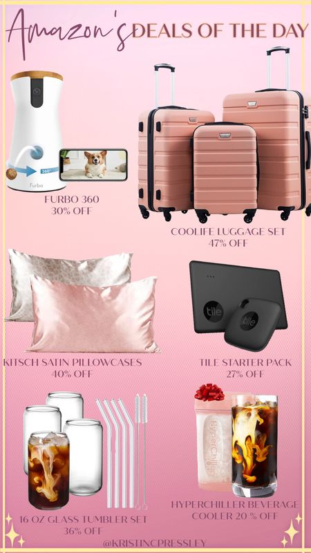 Today’s Amazons daily deals. Pet lovers gift. Luggage sale. Travel gift. Gift for him. Gift for her. Boyfriend gift. Stocking stuffer. Girlfriend gift. Best friendship. Satin pillowcase. Glass that. Hyper chiller. Affordable gifts. Easy gifts. Last minute gifts.

#LTKsalealert #LTKGiftGuide #LTKhome