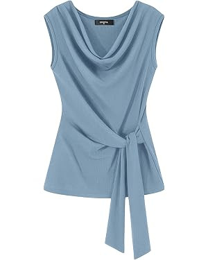 ZESICA Women's Summer Business Casual Tank Tops 2026 Cowl Neck Sleeveless Knit Slim Shirts Spring... | Amazon (US)