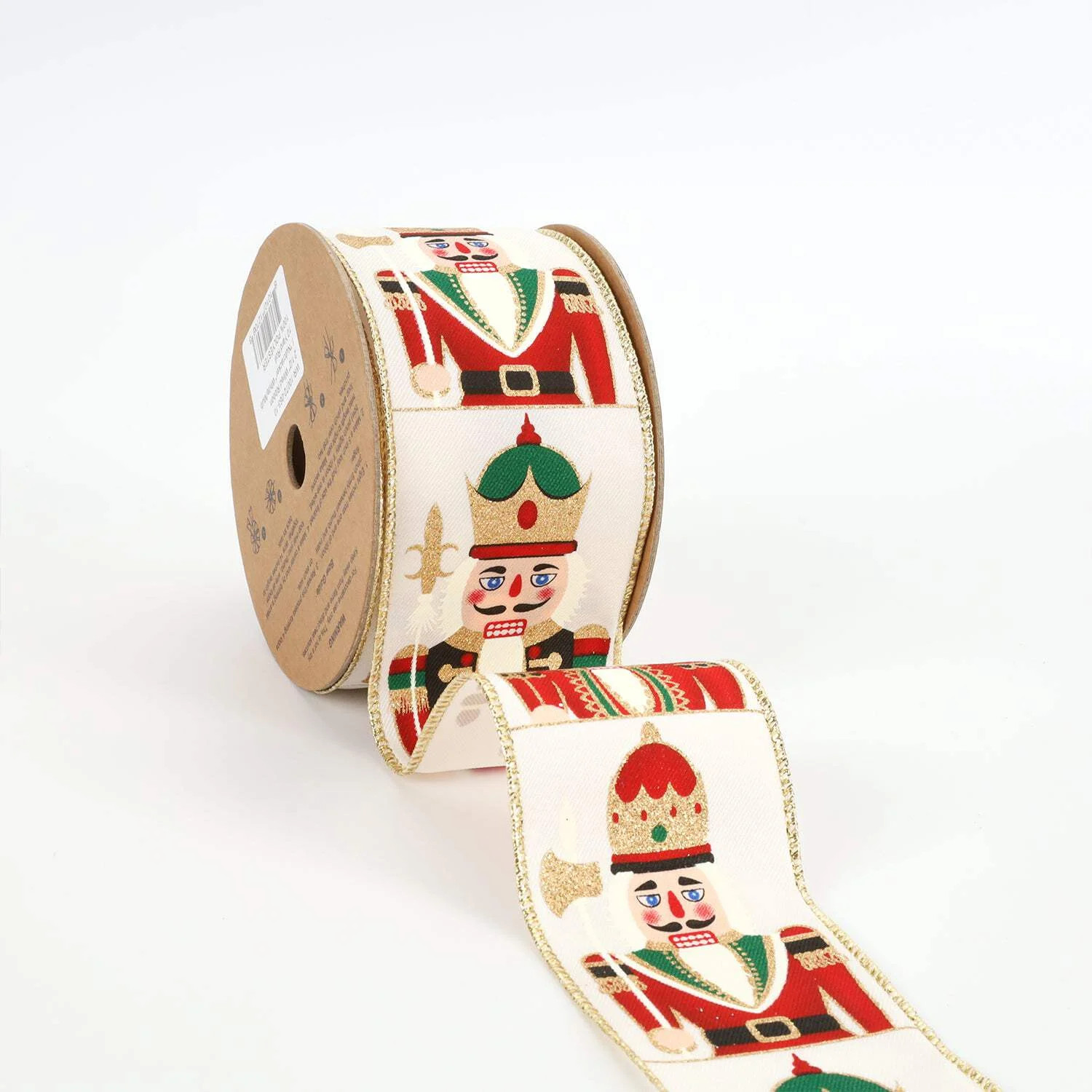 LaRibbons 2 1/2" Wired Ribbon | "Nutcracker" Ivory/Multi | 10 Yard Roll | Walmart (US)