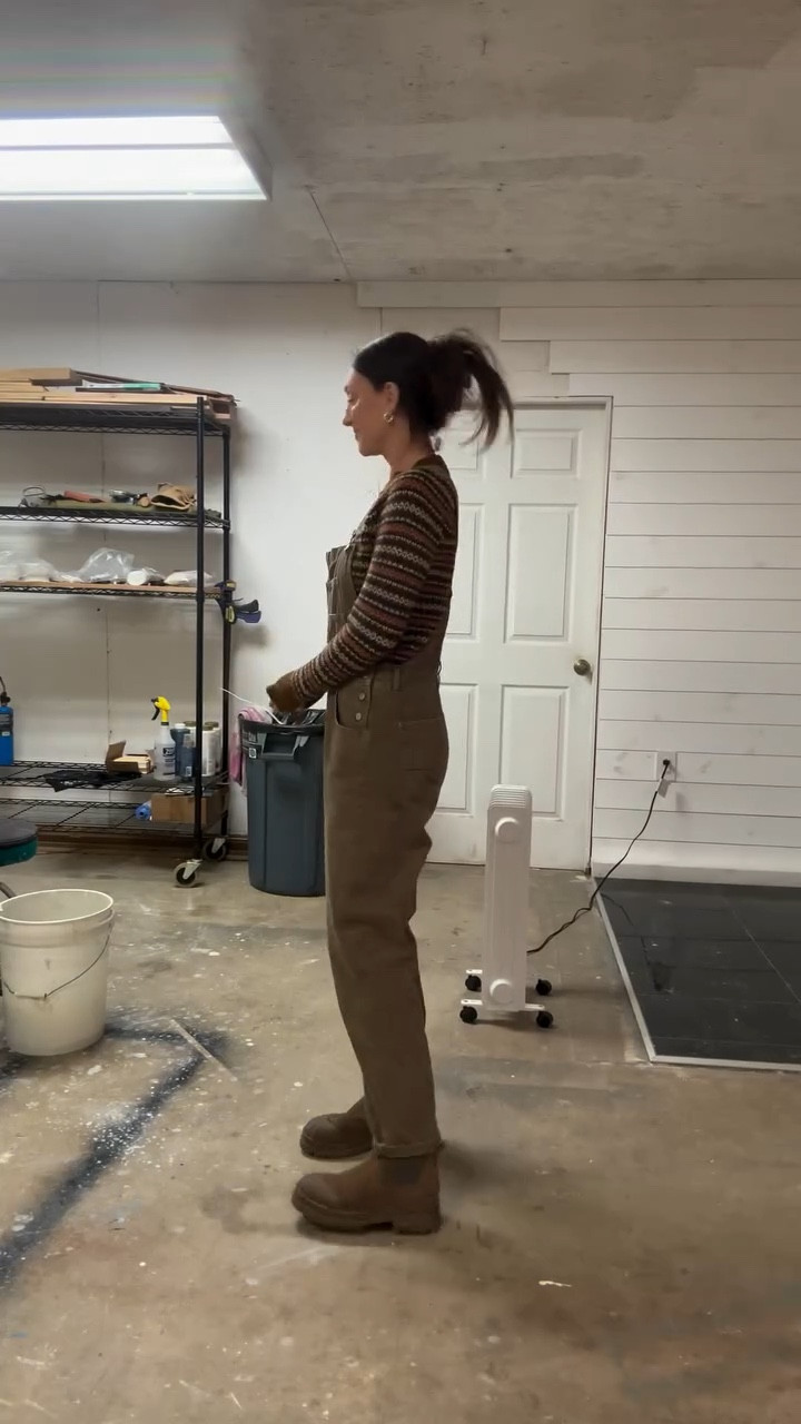 The color of these overalls are sold out but they do have other color options. Wearing the small overalls and small sweater 

I got a new Brent pottery wheel and it is so much nicer than the last one I was using! The tiny @loweshomeimprovement bucket was too cute to pass up 😆 

If you would like the info for this outfit, just let say “NICE” down below 👇🏼 

#potteryoutfit #pottery #ootd

#LTKootd #LTKSaleAlert #LTKHoliday