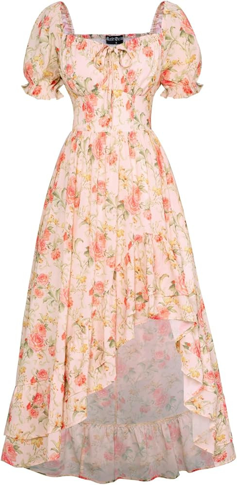 Scarlet Darkness Cottagecore Corset Dress Flowy Chiffon Floral Dresses for Women | Amazon (US)