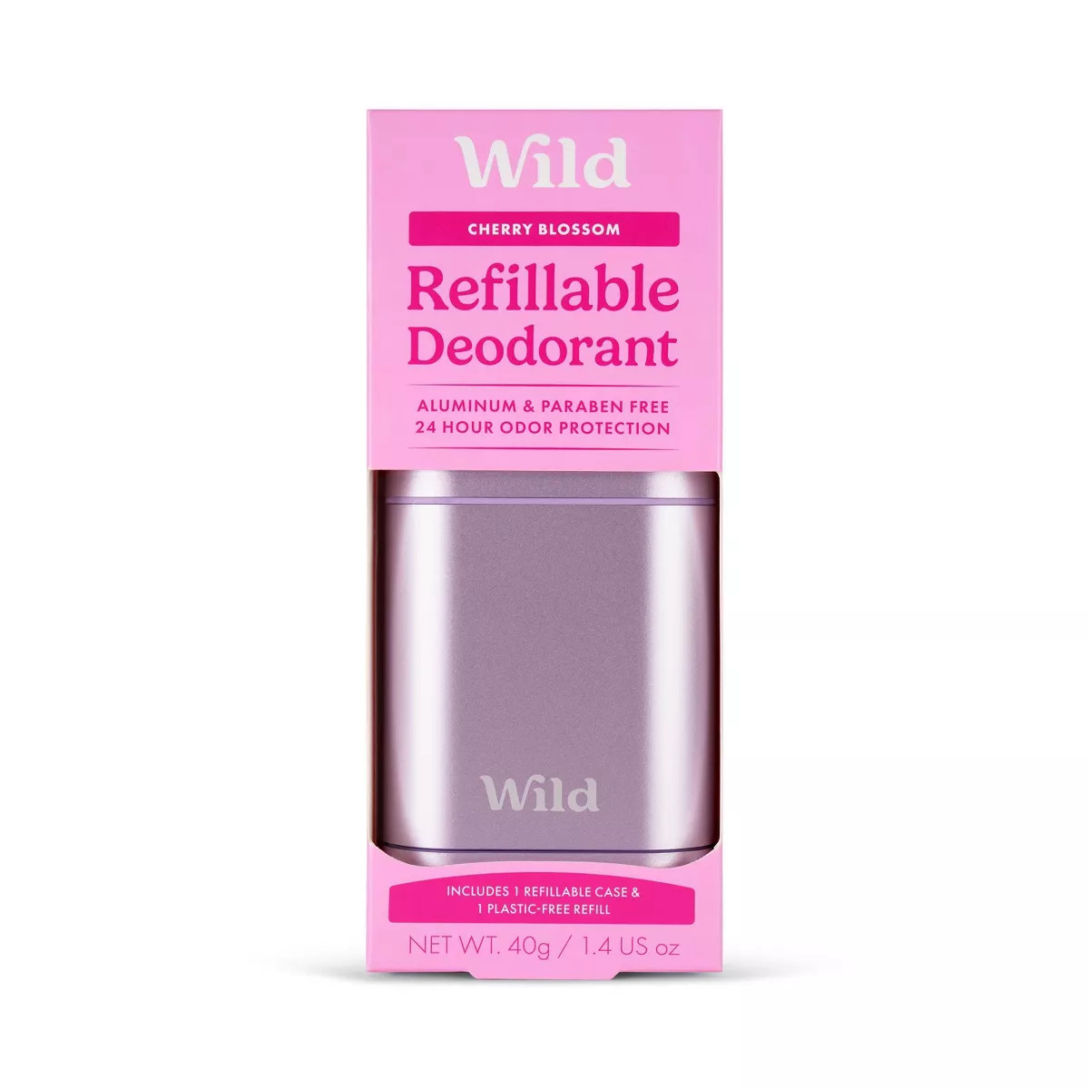 Wild Cosmetics - Refillable Purple Case with Cherry Blossom - Aluminum Free Deodorant - Starter P... | Target