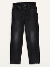 Extra High-Waisted Sky-Hi Straight Raw-Hem Black Jeans for Women | Old Navy (US)