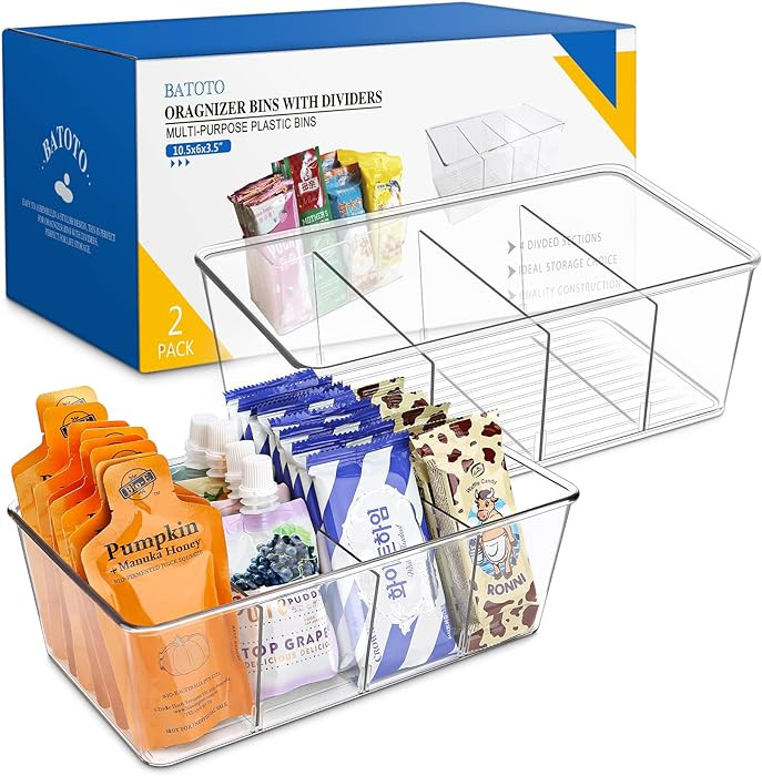Batoto Pantry Organization and Storage Bins, Refrigerator Organizer Bins – Clear, Kitchen Organ... | Amazon (US)