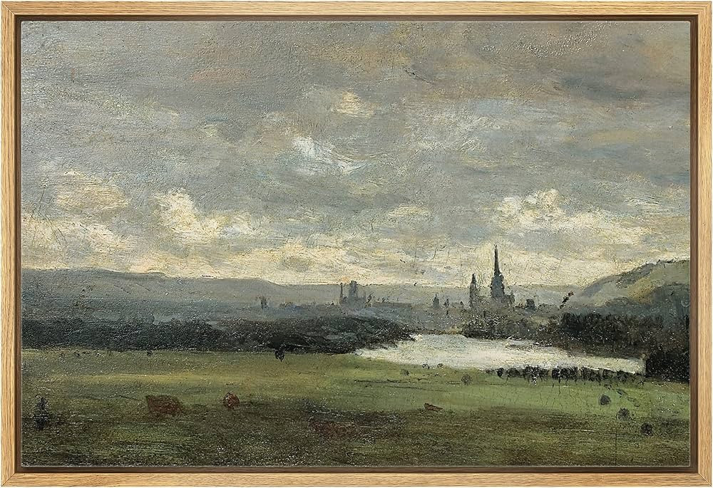 wall26 Framed Canvas Print Wall Art Pastel Storm Cloud Valley Lake Landscape Nature Wilderness Il... | Amazon (US)