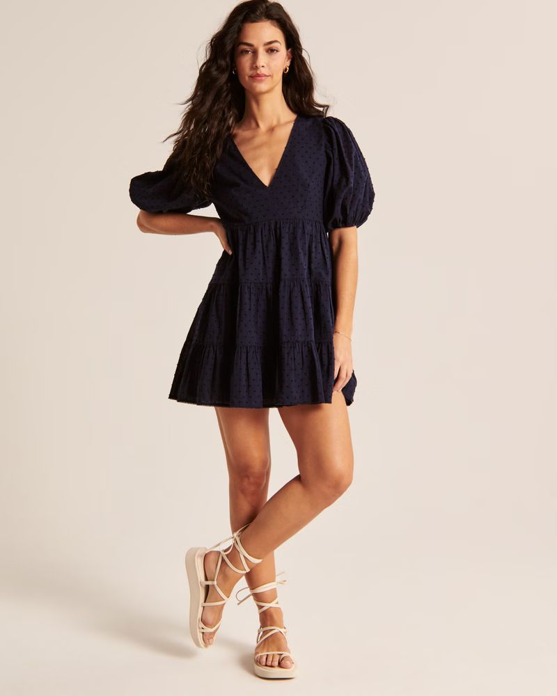Plunge Puff Sleeve Mini Dress | Abercrombie & Fitch (US)