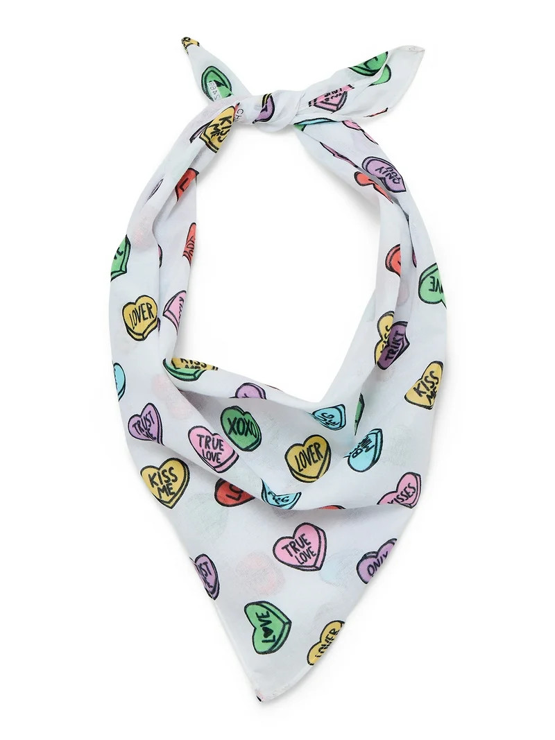 Valentine's Day Women's Print Bandana from Way To Celebrate, One Size, White/Multi | Walmart (US)