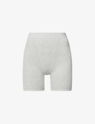 SKIMS Ribbed high-rise stretch-cotton boxer shorts | Selfridges