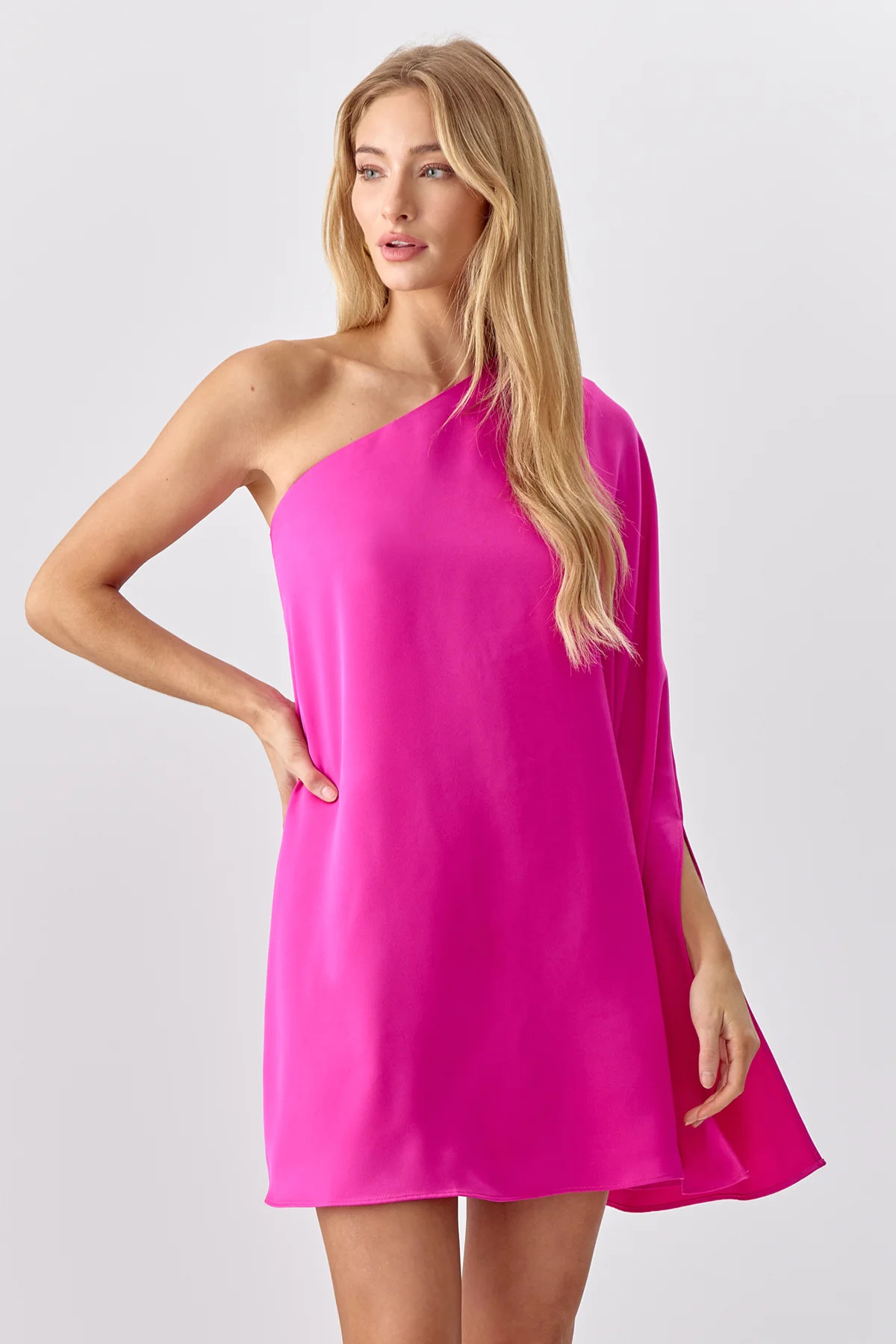 Cameron One Shoulder Cape Dress | Adelyn Rae