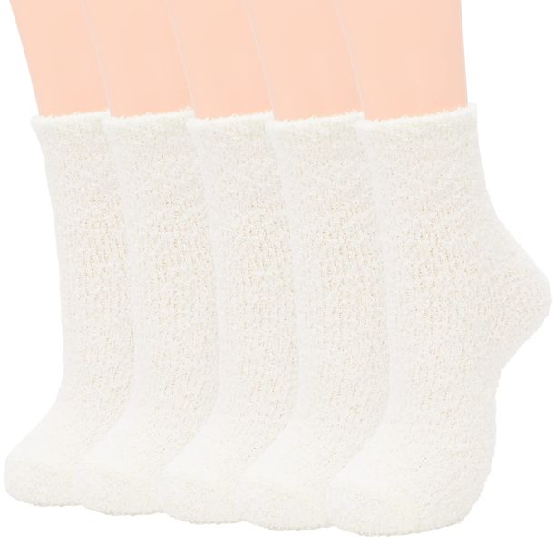 Zando Womens White Fuzzy Socks Winter Fluffy Socks for Women Cozy Fleece Socks Bulk Soft Slipper ... | Walmart (US)