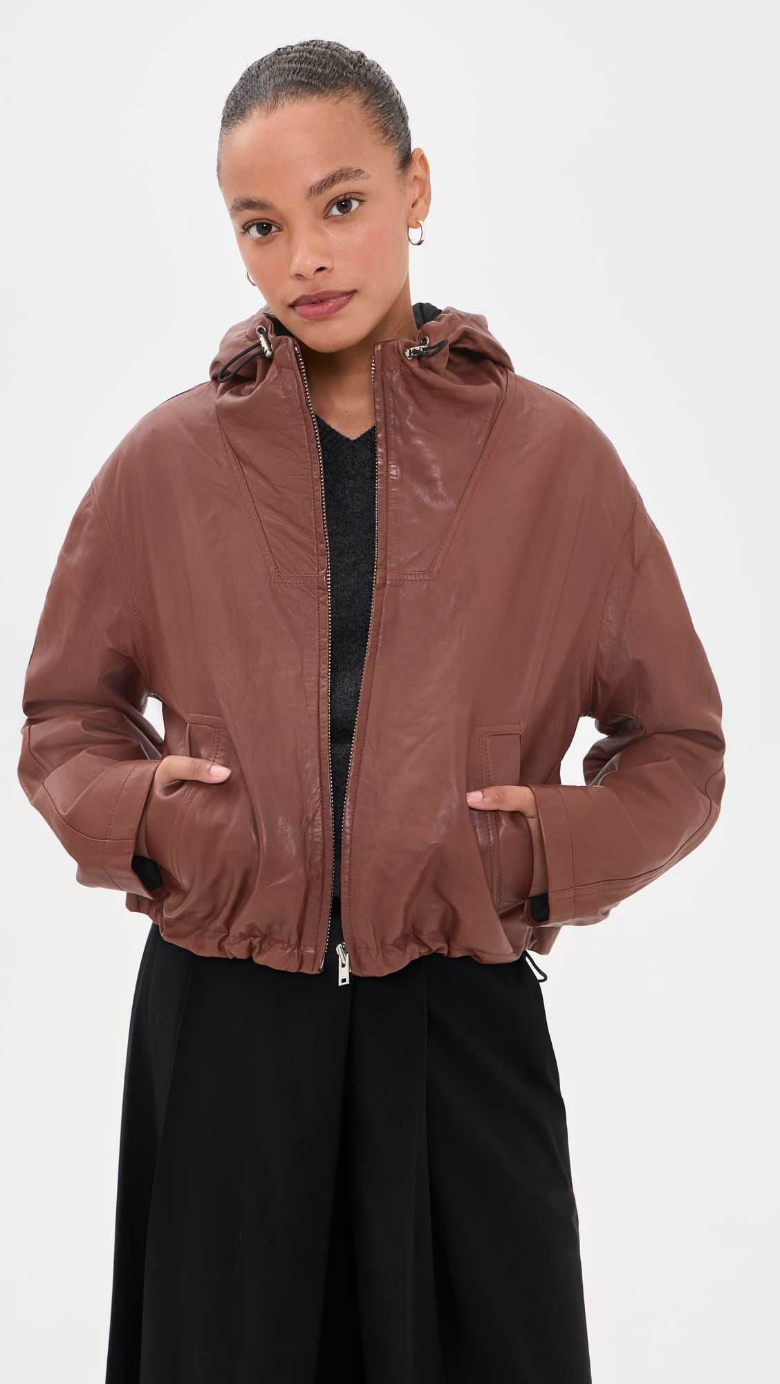 IRO Ranura Lambskin Leather Jacket Mahogany 32 | Shopbop