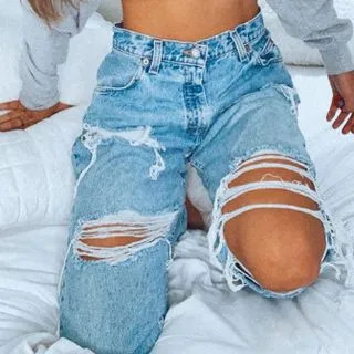High Waist Ripped Jeans | YesStyle Global