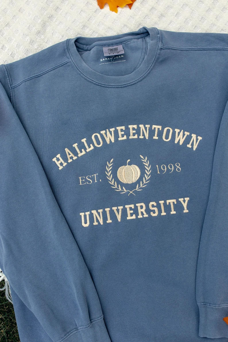 Halloweentown University Embroidered Comfort Colors Crewneck Sweatshirt l Fall Halloween Vintage ... | Etsy (US)
