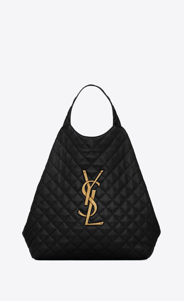 Maxi shopping bag with toggle closure, featuring a removable zipped pouch, decorated with carré-... | Saint Laurent Inc. (Global)