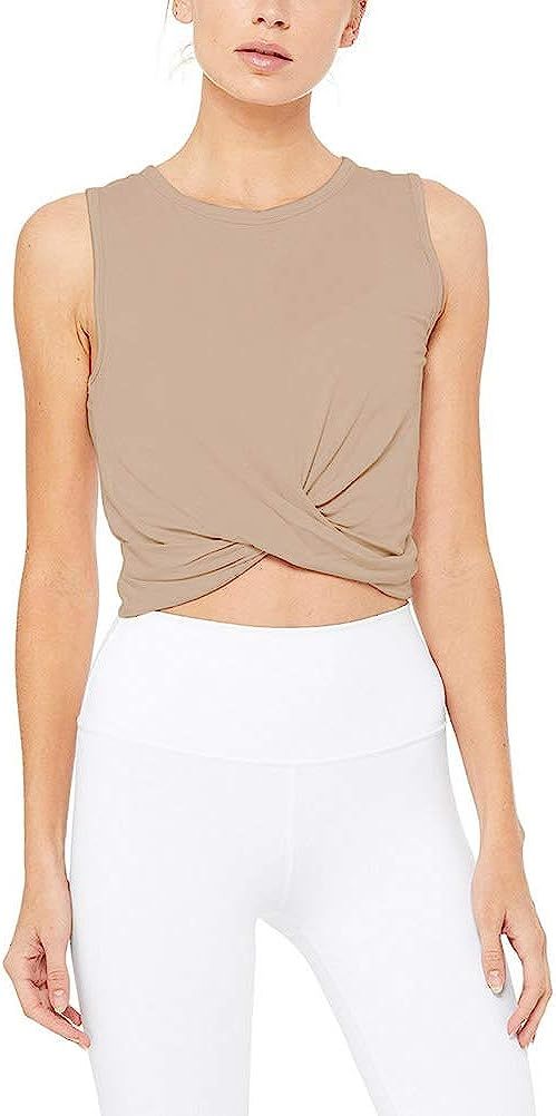 Bestisun Womens Cropped Workout Tops Flowy Gym Workout Crop Top Athletic Yoga Shirts Dance Tops | Amazon (US)