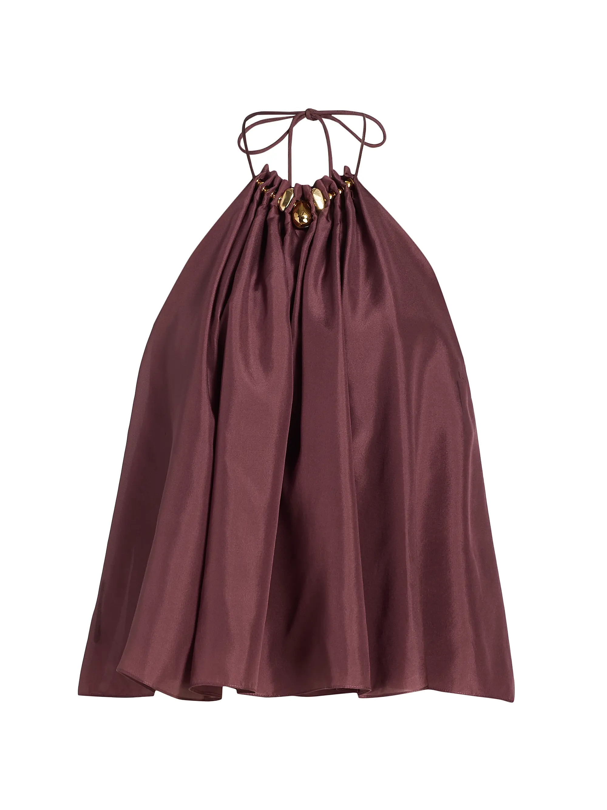 Zimmermann Aster Bead-Detail Gathered Silk Halter Top | Saks Fifth Avenue | Saks Fifth Avenue