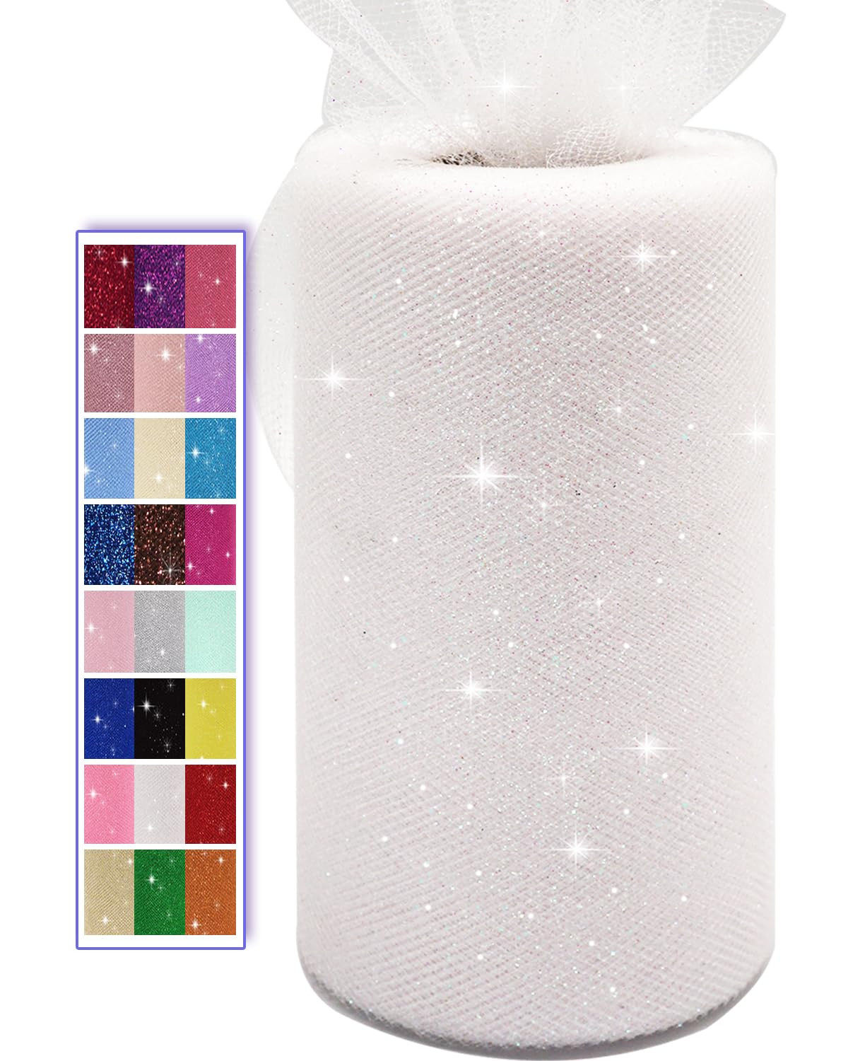 Glitter Tulle Fabric Rolls, 6 Inch 50 Yards (150ft) Sparkling Spool Ribbon Sequin Netting for Tut... | Amazon (US)