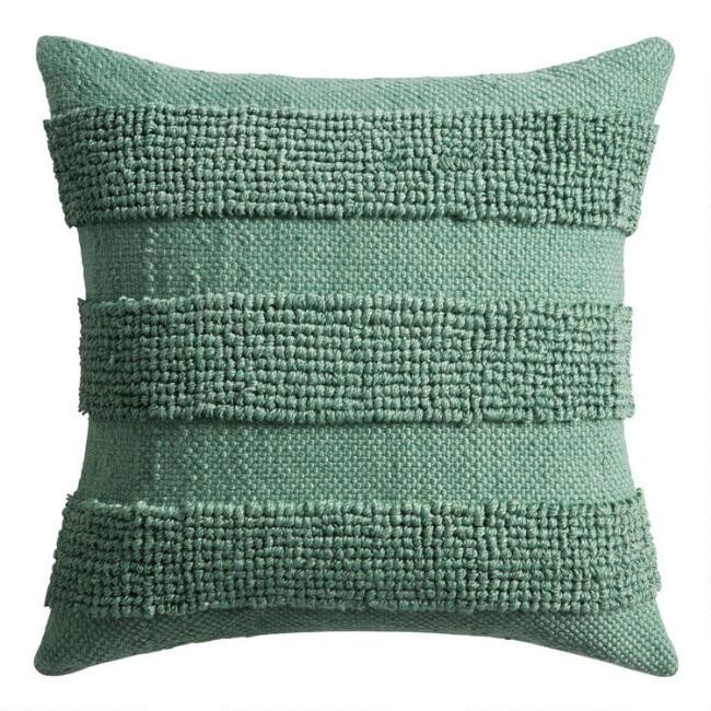 Tonal Loop Stripe Indoor Outdoor Throw Pillow | World Market