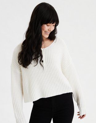 AE Cropped Henley Sweater | American Eagle Outfitters (US & CA)