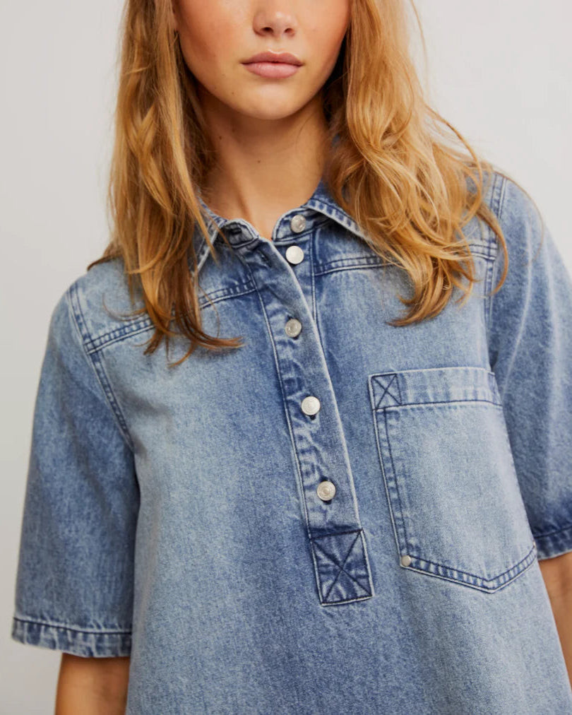Remino Denim Mini Dress by Free People XS | ish Boutique