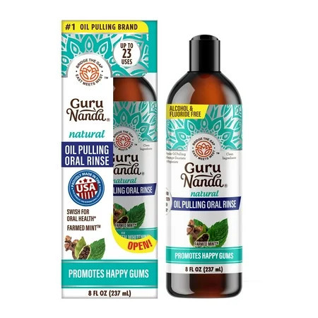 GuruNanda Oil Pulling with Cocomint, Essential Oils & Vitamins D3,E,K2 - Natural Mouthwash - 8 oz | Walmart (US)