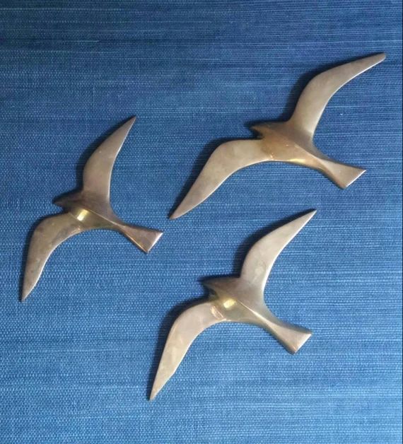 Vintage Brass Seagull Wall Hangings Plaques Birds Made in India Metal Wall Art Decor - Set of 3 | Etsy (US)