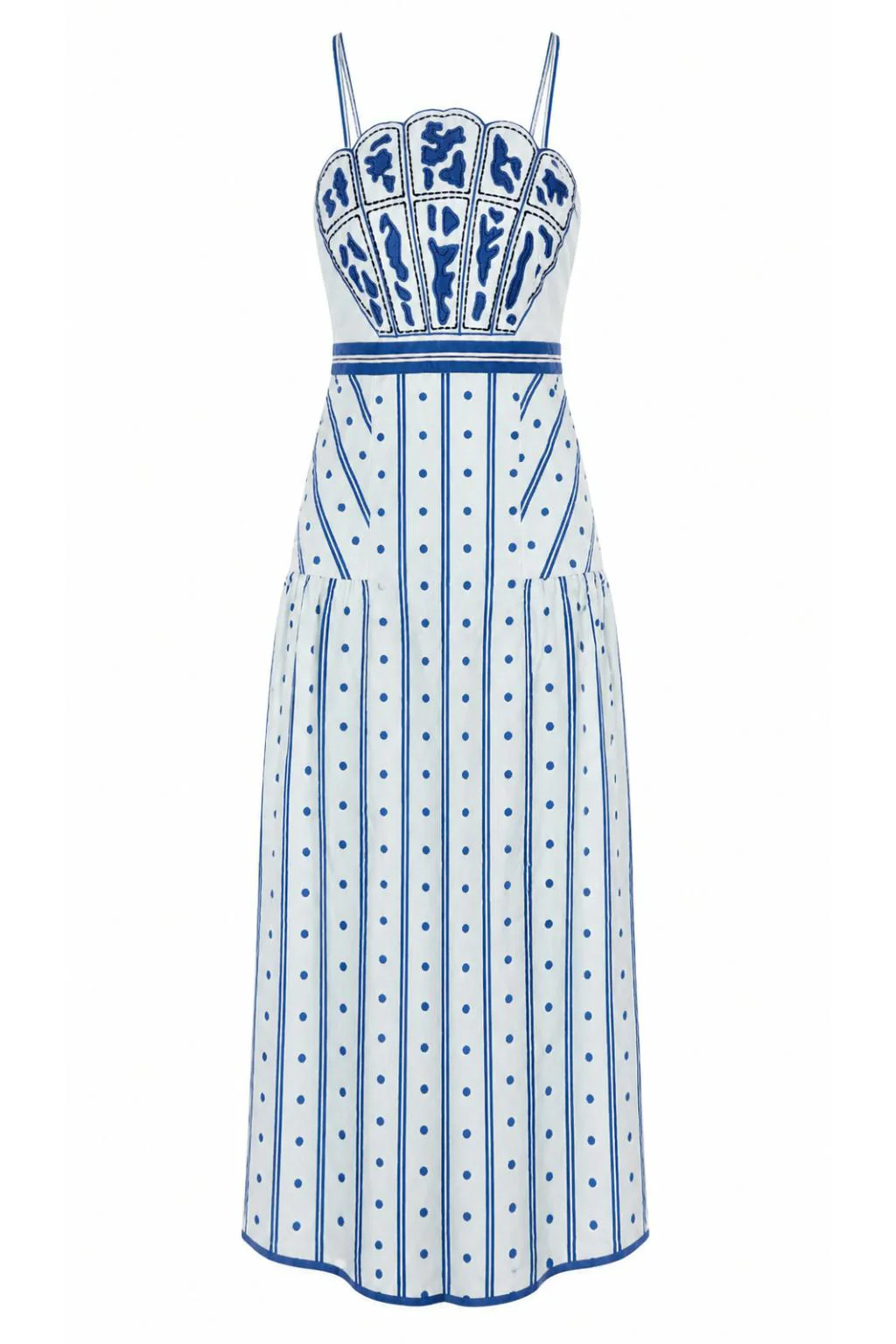 Hunter Cloud Ribbon Stripe Midi Dress | Maisonette