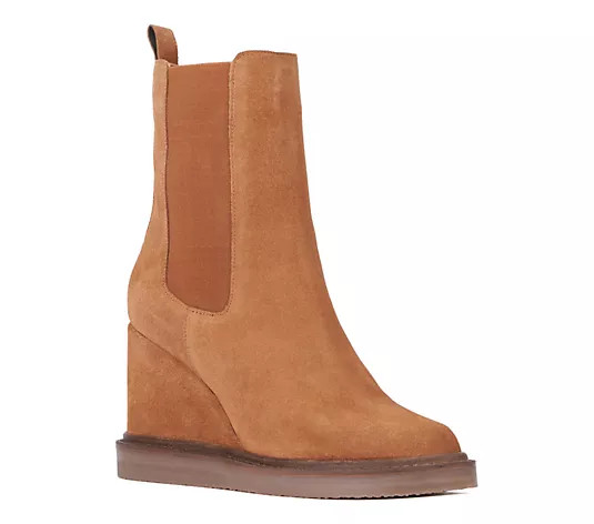 Vintage Foundry Co. Women's Elizabeth Leather Wedge Boots | QVC